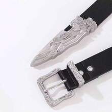 2025 New Vintage Metal Carved Belt, Suitable For Jeans, Black Color, Unique Design Unisex Size 105CM - Black - View 2