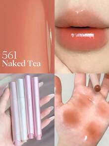 JOOCYEE GLOSSY ROUGE 2.0 MISE À NIVEAU Maquillage radieux à l'aspect miroir résistant au transfert, brillant à lèvres non collant et hydratant, look naturel sans maquillage, longue tenue, anti-taches - #561Naked Tea - Voir 4