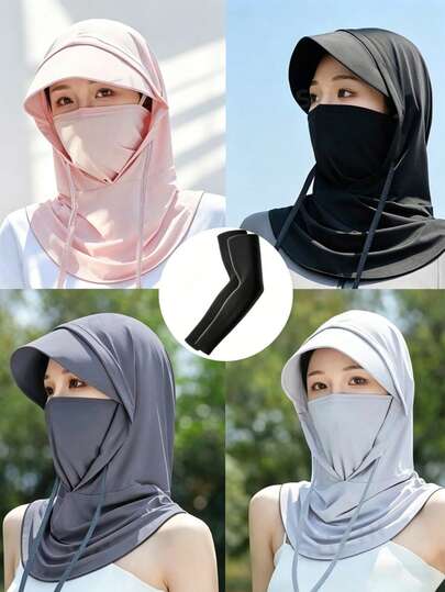 1pc Hooded Face Mask With Neck Coverage, Outdoor Travel Cap Suitable For Hiking, Climbing, Fishing, Cycling, Etc.
