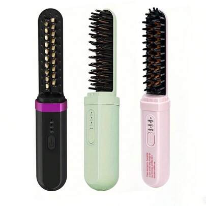 Hair Straightener And Comb With Dual Straightening And Curling Functions, Negative Ion Technology, USB Rechargeable Hair Styler - Wet And Dry Use, Anti-Scald Protection, Compact And Portable Design, Ergonomic Handle And Digital Display - Powered By 18650 Lithium Battery, Suitable For Home, Travel, And Outdoor Use - Ideal Gift For Men And Women