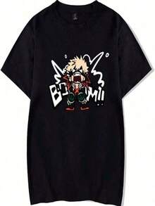 RONGJUN Unisex MHA T-Shirt Bakugou Katsuki Plus Ultra Graphic Tee Shirt, Boys' Clothing, Boys' T-Shirts, Kids, Boys' Shirts,,,,Top - 黑色 - 查看 1