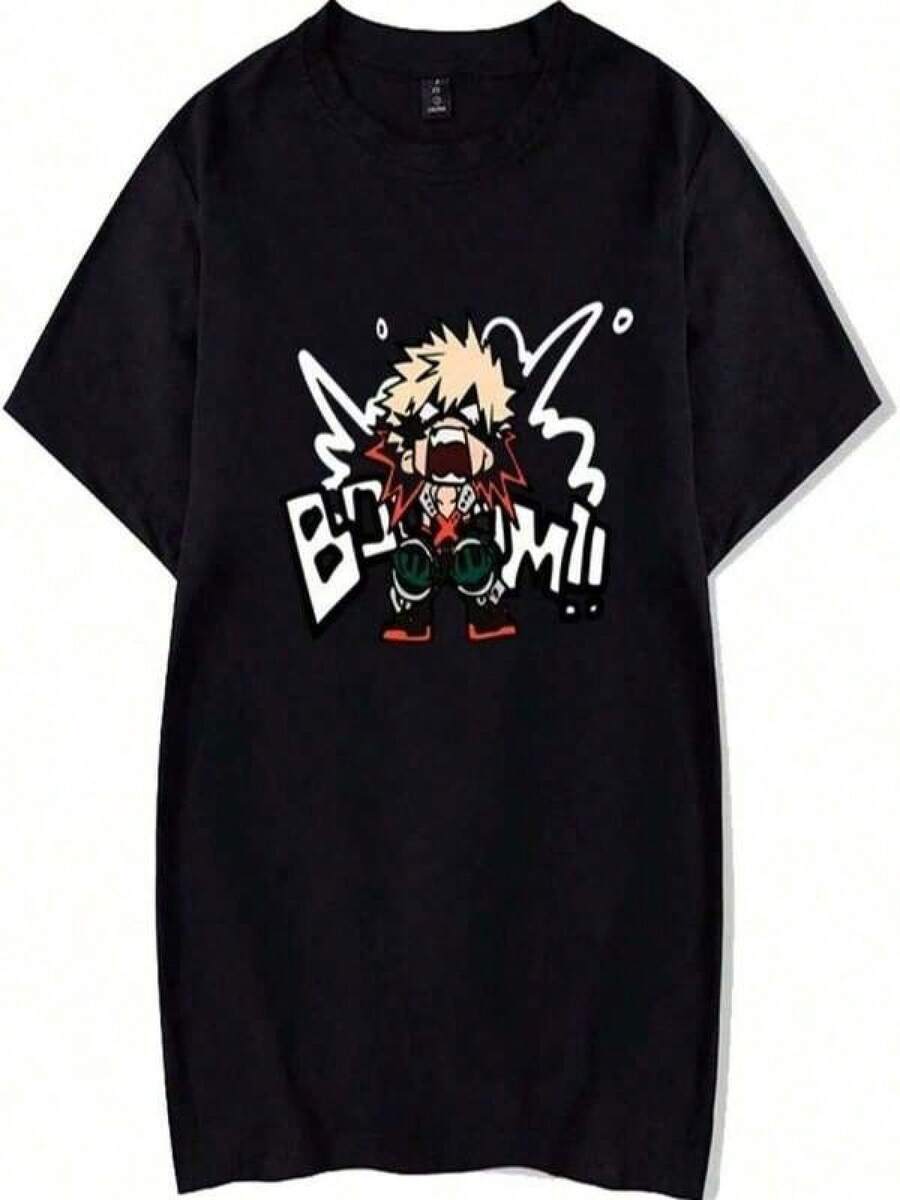 RONGJUN Unisex MHA T-Shirt Bakugou Katsuki Plus Ultra Graphic Tee Shirt, Boys' Clothing, Boys' T-Shirts, Kids, Boys' Shirts,,,,Top - 黑色 - 查看 1