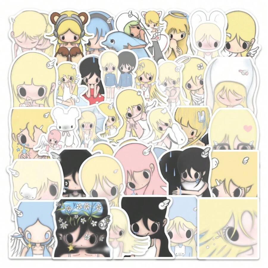 60pcs Korean Style Graffiti Stickers Decorative Autumn Stickers - Hand-Painted Stickers - Holiday Gift - Birthday Gift - Multicolor - View 1