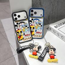 This Disney Mickey Mouse Pattern Lanyard Phone Case Features A Strong Magnetic Closure And Full Coverage Of Acrylic And TPU Material. It's Shockproof, Lightweight, And Suitable For IPhone17/16/11/13/15/15 Plus/15 Pro/15 Pro Max/12/14 Pro Max/11 Pro Max/12 Pro/12 Pro Max/13. It's A Popular Birthday Gift, Business Gift, Durable, Stain-Resistant, And Fingerprint-Resistant New Phone Case For Men And Women. It Also Includes A Mickey Mouse Phone Case And Mickey Mouse Doll Bracelet. Compatible With SamsungGalaxy S20, S21, S22, S23, And S24 Series. It's The Perfect Gift For Friends And Family. This Stylish Phone Case Is Fun, Lightweight, And Durable. IPhone17 Pro Max Phone Case, Minnie Phone Case. - màu đen - Xem 2