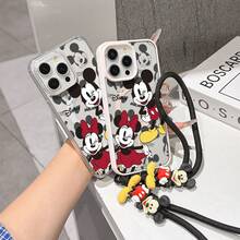 This Disney Mickey Mouse Pattern Lanyard Phone Case Features A Strong Magnetic Closure And Full Coverage Of Acrylic And TPU Material. It's Shockproof, Lightweight, And Suitable For IPhone17/16/11/13/15/15 Plus/15 Pro/15 Pro Max/12/14 Pro Max/11 Pro Max/12 Pro/12 Pro Max/13. It's A Popular Birthday Gift, Business Gift, Durable, Stain-Resistant, And Fingerprint-Resistant New Phone Case For Men And Women. It Also Includes A Mickey Mouse Phone Case And Mickey Mouse Doll Bracelet. Compatible With SamsungGalaxy S20, S21, S22, S23, And S24 Series. It's The Perfect Gift For Friends And Family. This Stylish Phone Case Is Fun, Lightweight, And Durable. IPhone17 Pro Max Phone Case, Minnie Phone Case. - Hồng - Xem 4