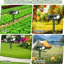 2/1-Piece Solar-Powered Outdoor Animal Repeller, Solar-Powered, Cat Repeller, Deer Repeller, Ultrasonic Device For Repelling Squirrels, Raccoons, Skunks, Dogs And Birds, Suitable For Gardens And Yards - 綠色-大功率35-50HZ - 查看 6