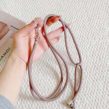 Adjustable Universal Solid Color Phone Lanyard, Unisex Detachable Halter, Durable Anti-Lost Phone Necklace, Multi-Functional Phone Halter, Adjustable Length - Brown - View 4