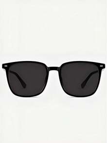 1PC Unisex Large Box Studded Glasses - Black Frame Gray Film - View 5