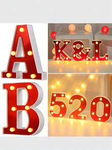 1pc Plastic Decoration Light, Creative Letter & Number Design Decorative Light For Party - Yellow - View 2