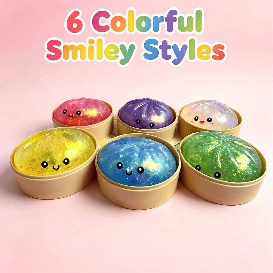 Glitter Dumpling Squishy - Random Glitter Dumpling Box, 10 Colors Dumplings Squishy Toy, More Surprises (Random-4PCS) - Multicolor 2 - View 1