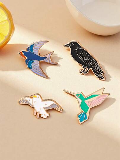 1/4pcs Unique Bird Brooch, Exquisite Craftsmanship With Vibrant Colors, Each Style Is Dynamic And Lifelike, Versatile For Suit, Bag, Collar, Daily And Commuting Outfit, Great Value