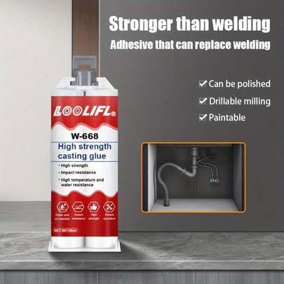 1-3 piezas Pegamento de fundición de uso pesado de 50-150ML, adhesivo de reparación de soldadura tipo AB de secado rápido, pegamento de fundición, pegamento de soldadura, resistente al calor, adecuado para hierro fundido, hierro, aluminio, plástico, acrílico, cerámica, reparación de fugas de plomería, incluye herramientas aplicadoras (empujador, raspador, recipiente de herramientas)