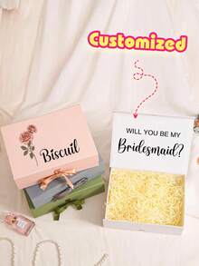 Customized Personalized Magnetic Ribbon Gift Box, Customized Bridesmaid Invitation Box, Bride's Gift Box, "Will You Be My Bridesmaid?" Box, Wedding Gift Box - Multicolor - View 2