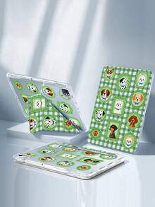 A Cute Cartoon Dual-Color Plaid Puppy Double-Sided Acrylic Transparent Crystal Back Cover, Shock-Proof, Suitable For IPad 7th, 8th, 10th Generation (10.2 Inch), Built-In Pen Slot, Support Sleep/Wake Function, Ideal Gift Choice - Multicolor - View 4