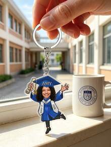 1pc Custom Photo Graduation Keychain, Personalized Cartoon Graduation Gift, Class Of 2026 Acrylic Keychain For Senior/College Graduate, Party Favor - Multicolor - View 10