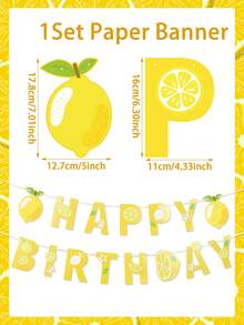 1件柠檬主题生日快乐横幅，宝宝生日派对背景装饰挂旗，可爱柠檬图案生日拉旗，一周岁生日派对装饰，迎婴派对装饰，性别揭晓派对装饰，家居装饰，室内外装饰，墙面装饰，春夏装饰，背景横幅，派对礼品，柠檬主题派对用品，生日派对必备 - 檸檬 - 查看 9