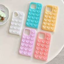 New Fashion Heart-Shaped Glitter Suction Cup Soft Silicone Large Hole Skin-Friendly Phone Case Compatible With IPhone 17 Pro Max, 16 Pro, 15 Pro Max, 14 Pro, 13 Pro Max, Anti-Fall Protective Cover With Lanyard - Multicolor - View 1