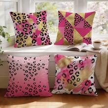 4pcs Leopard Print Pattern Pillow Covers, Single-Sided Printed Cushion Covers, Suitable For Living Room, Bedroom, Home Decor, All Seasons - Multicolor - View 10