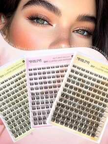 MKHLINA 自然睫毛簇 120 片，C/CC/D 卷度 8-18 毫米混合长度 DIY 单根假睫毛，柔软轻盈的纤长分段式睫毛，适合初学者日常眼妆 (F19) - 查看 2