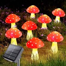 Solar Mushroom Pathway Lights, Outdoor Garden Decor Lamps, LED String Lights, Warm White, 8 Lighting Modes, Suitable For Yard, Walkway, Flower Bed And Holiday Party Ambiance Lighting - warm light - View 12