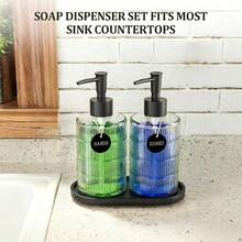 2 piezas Juego de dispensadores de jabón de vidrio, botellas de bomba rellenables transparentes, botellas de loción de vidrio blanco puro de alta gama, adecuadas para baño, cocina, tocador, hotel, apartamento, decoración del hogar moderna, excelente regalo para inauguración de la casa, Navidad, boda, cumpleaños, Día de la Madre, San Valentín, Acción de Gracias - Multicolor - Ver 5
