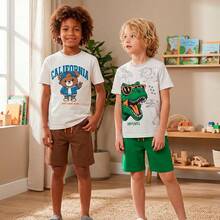 4-Piece Assorted Children's Summer Outfit For Boys - 2 Sets - Includes 2 T-Shirts + 2 Shorts - Đã in - Xem 5
