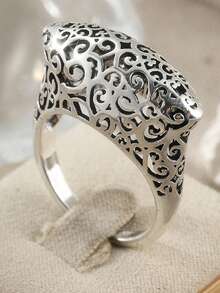 1pc Vintage Asymmetrical Angled Ring, Suitable For Women. This Is An Ideal Jewelry Gift For Weddings, And A Perfect Present For Her. - Silver - View 12