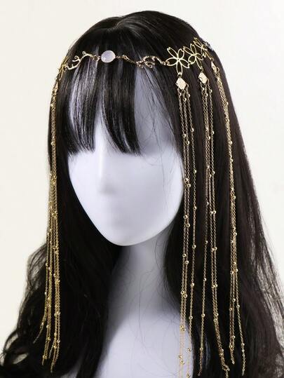 Tassel Charm Flower Decor Hair Clip With Chain Party Bow Carnival Head Jewelry Head Pieces Jewelry, School Stuff, Jewellery For Women, Wedding, Hair Accessories, Bride To Be