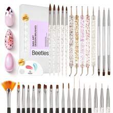 Beetles 31pcs Nail Art Brushes With Case - Confetti Nail Art Pens Dual Ended Dotting Tools Striping Liner Brushes For Nails 3D Flower Sculpting Tools Palette Holder DIY Home Salon Manicure Design Set - Bộ 31 cọ vẽ móng nghệ thuật kèm hộp đựng. - Xem 1