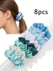 6/8/12pcs Ombre Reflective Fabric Scrunchies, Versatile Hair Accessories For Daily Wear - Multicolor - View 17