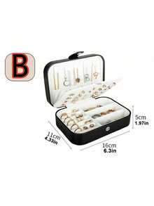 1个旅行首饰盒，小型PU皮革首饰收纳盒，适合女性和女孩，双层便携迷你旅行盒，可存放耳环、戒指、项链等。 - 首飾盒 - 查看 21