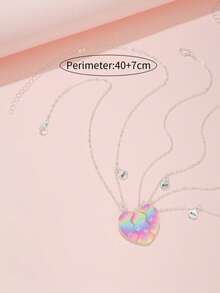 3件套女孩蝴蝶渐变吊坠项链，闺蜜友谊项链 - 彩色 - 查看 2