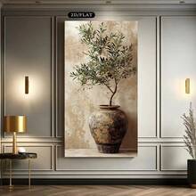 2D Flat, 2D Flat, Large Canvas Wall Arts, Modern Farmhouse Style Canvas Painting - Olive Tree In Country Vase, Beige And Green Plant Wall Art Poster, Suitable For Living Room, Bedroom, Hallway - Housewarming Gift, Home Decor, Minimalist Design - Design 01 - View 4