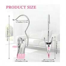 10 piezas de pinzas de ropa de acero inoxidable de alta calidad, estante ajustable de metal para pantalones con pinzas, pinzas de lavandería con ganchos, pinzas portátiles para colgar ropa, pantalones, faldas, decoración, primavera, minimalista, blusas de verano - Multicolor - Ver 10