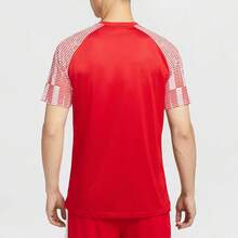 Nike Dri-FIT 男士针织透气轻盈经典拼接短袖衫 - 紅色/白色 - 查看 3