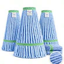 Blue Mop Head Replment Heavy Duty  Looped End Lint-Free Cleaning Extra Thick Large Coverage Reinforced Construction For Mall Office Large Area Floor High Frequency Use Long Lasting - 3 瓶裝,每瓶 16 盎司 - 查看 8
