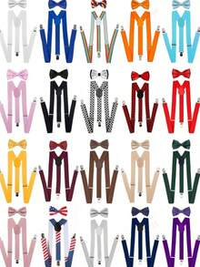 Adjustable V-Back Suspender Bow Tie Set 60-95cm For Wedding Halloween Cosplay Banquet - Multicolor - View 2