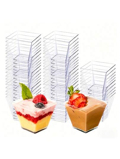 35 piezas Tazas de postre mini reutilizables, Bandeja reutilizable | Apto para uso comestible, Apto para todas las estaciones, Apto para proporcionar aperitivos digestivos, pudín, fruta, yogur, gelatina, helado - Ideal para reuniones familiares, fiestas de cumpleaños, fiestas de bodas, fiestas de piscina de verano y diversas ocasiones festivas