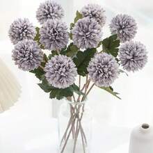 1个仿真菊花球，刺绣花球，婚礼装饰，家居花瓶装饰，餐厅，客厅，卧室，床头花艺摆设，新娘捧花，腕花，胸花，生日派对装饰，情人节礼物，秋季装饰 - 紫色 - 查看 4