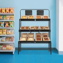Fruit Vegetable Storage Rack With Removable Baskets, 3-Tier Supermarket Retail Storage Rack, Floor Display Storage Rack With Tray - Black - View 9