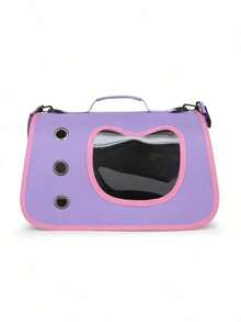 Random Shoulder Strap Color Foldable Cat Carrier, Portable Small Dog Pet Transporter Bag, Breathable Mesh Pet Tote - Multicolor - View 12
