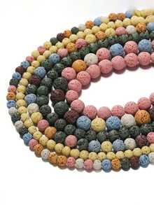 1 Strand Colored Lava Beads 8mm Natural Volcanic Stone Beads Round Loose Gemstone Stone Beads For Diy Bracelet Necklace Earrings Jewelry Making - Volcanic Stone - View 3