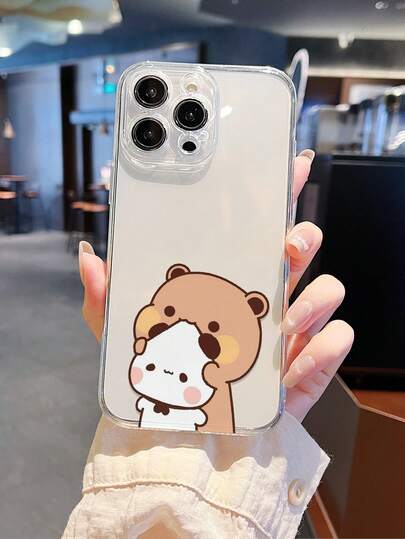 1pc Cute Bear & Rabbit 2D Pattern Personalized Elegant Versatile Seasonal Phone Case, Suitable As Birthday Gift For Boyfriend, Brother, Dad, Friend, Uncle, Younger Brother, Couple, Yourself, Transparent Soft Shell Full Coverage Protection Against Dust And Water For IPhone17/16/15/14/13/12/11/Pro/ProMax/X/XR/XS/XSMAX/7/8/PLUS And A05/13/14/23/24/25/32/33/34/52/53/54/55/56,GalaxyS20/21/22/23/24/25/26ultra/Plus/Fe