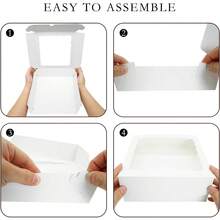 Hộp đựng bánh pie kích thước 8x8x2.5 inch, hộp bánh ngọt có cửa sổ, hộp đựng bánh quy, hộp đựng đồ ăn vặt, bánh ngọt, dâu tây, sô cô la, truffle và bánh donut. - trắng - Xem 7