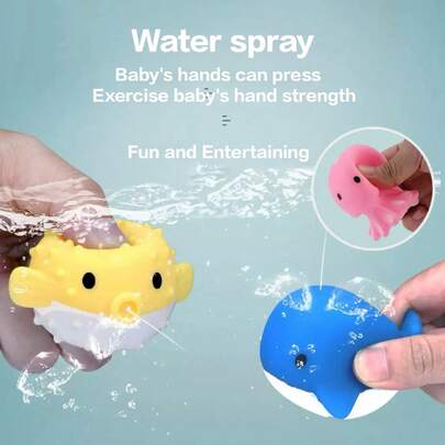 18+ Months Cute Animal Bath Toys, Ducks, Whales, Jellyfish, Penguins, 7pcs Squirt Water Toys Set, Gift Box 5pcs, Bathtub & Pool Summer Outdoor Toys