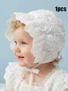 1pc Lace Trim Cute Princess Style Bucket Hat, Embroidered Princess Hat For Outing - White - View 12