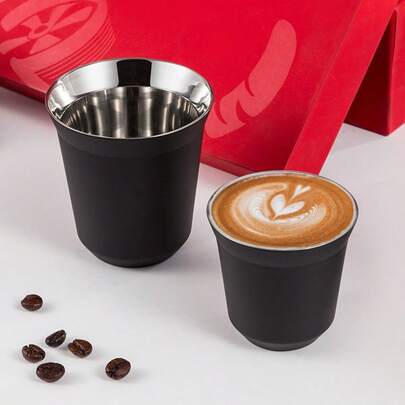 Perfect Coffee Companion! Set Of 2 Reusable Stainless Steel Coffee Mugs, Double Walled Insulated For Hot Drinks, Unbreakable & Heatproof, 2 Color Choices