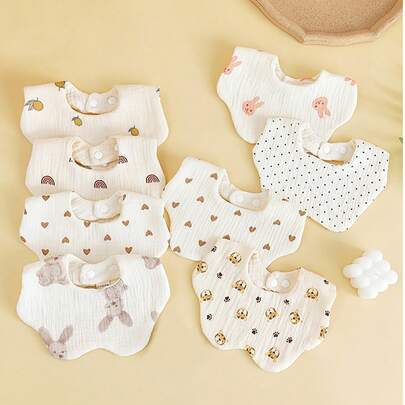 Yếm ăn 6 lớp bằng vải muslin họa tiết hoa, khăn lau miệng cho bé, yếm thấm nước dãi cho trẻ sơ sinh, yếm chống trào ngược.