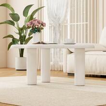 Cloud-Shaped Coffee Table With A Marble Look, Modern Living Room Table With Rounded Edges, Sturdy Solid Wood Legs, Easy-Care Surface, Ideal For Living Room And Lounge. - White - View 6