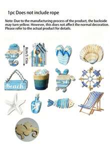 12pcs Wooden Marine-Themed Hanging Decorations, Summer Ocean Animal Decorations, Ocean Fish Ornament, Summer Decor, Home Decor, Nautical Theme Party - Multicolor - View 8